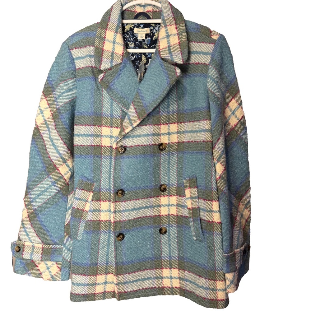 Sundance Basilica Winter Peacoat Coat | XXL | Plaid w/ Contrast Lining | NWT